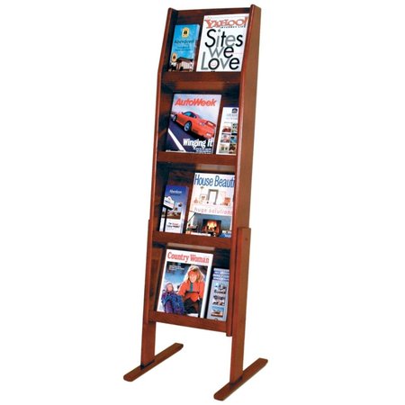 WOODEN MALLET 4 x 3 in. Slope 12 Pocket Standing Literature Display Mahogany LD49-12FSMH